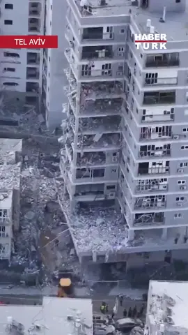 A post by @haberturktv on TikTok caption: Tel Aviv'deki yıkım havadan görüntülendi. #iran #israil #haber #habertürktv #sondurum