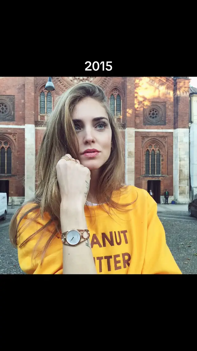 A post by @chiaraferragni on TikTok caption: Ten years, ten selfies 🙏🏻