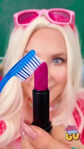 A post by @123go on TikTok caption: She hid her lipstick 💄using a toothbrush 🪥😩 #funny #comedy #sketch #123go 