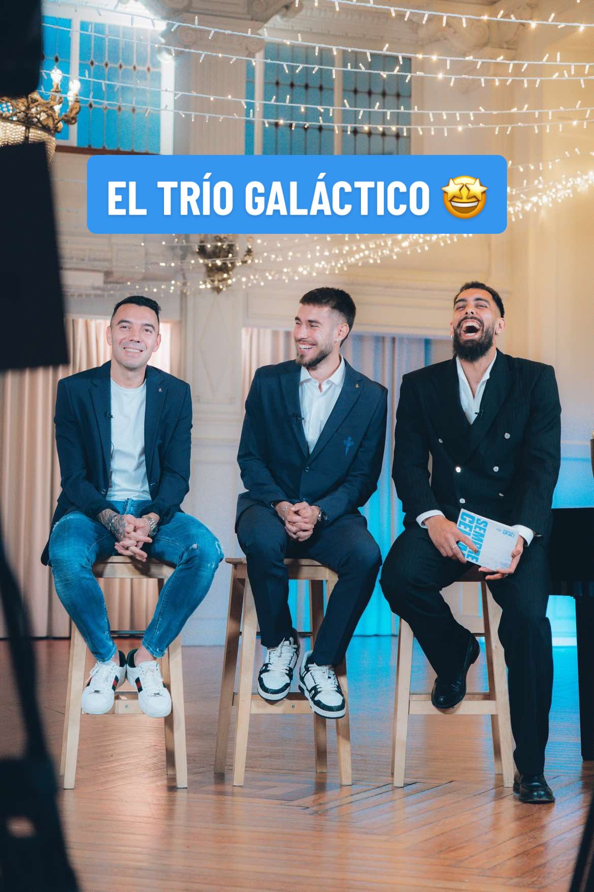A post by @rccelta on TikTok caption: El trío GALÁCTICO 😌🩵 #RCCelta #IagoAspas #Mingueza #BorjaIglesias #TikTokFootballAcademy #DeportesEnTikTok 