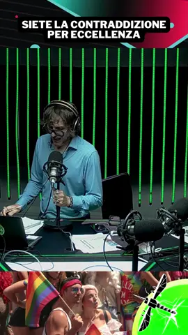 A post by @lazanzaraofficial on TikTok caption: A La Zanzara, Cruciani commenta i carri del pride e la bandiera palestinese #cruciani #radio24 #lazanzara