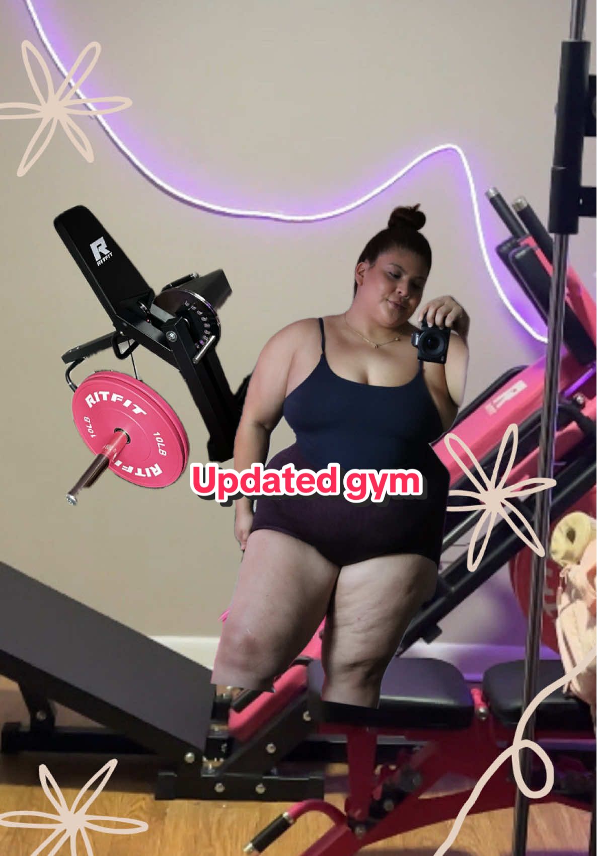 A post by @nanzie_peachez on TikTok caption: Updates Home Gym Tour! 💕✨ Pink gym from @RitFit #ritfithomegym #homegym #pinkgym 