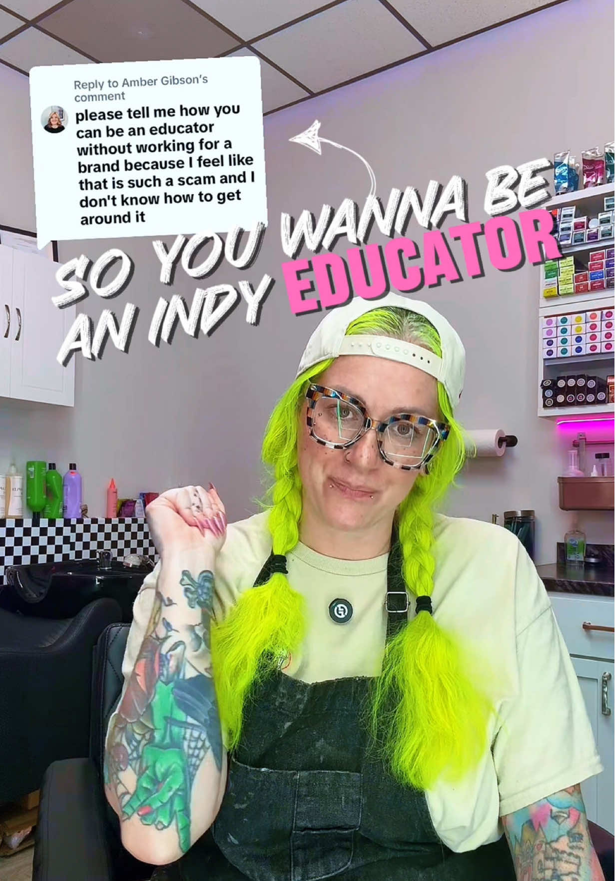 A post by @cryistalchaos on TikTok caption: If you have been wondering how to go about doing Indy education here’s your first 4 steps.  @Haute Hair mentioned 💬  #haireducation #hairtoks #indyhair #hairstylistsoftiktok #hairstylisteducation 