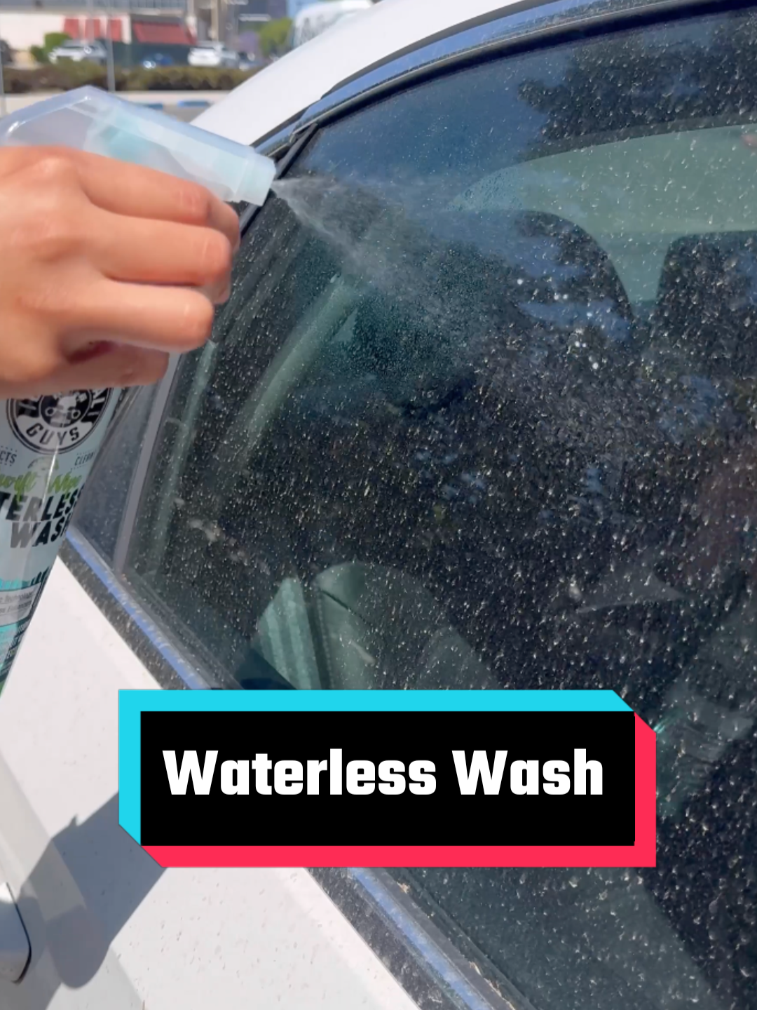A post by @chemicalguys on TikTok caption: No hose? No problem. Swift Wipe got it handled 💦🚫 #WaterlessWash #carwashhose #waterless #carwashathome #DIY #besthack #carsoftiktok