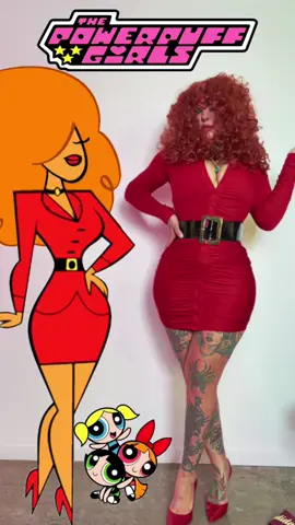 A post by @heidilavon on TikTok caption: Ms. Sara Bellum 👀 #powerpuffsgirls #msbellum #msbellumcosplay #sarabellum #onthisday 