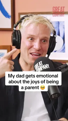 A post by @greatcompanypodcast on TikTok caption: I created you 🥺 you’re part of me!!! My dad and I get emotional talking about how MAGICAL being a parent is. Search ‘Great Company Jamie & Nick Laing’ on YouTube, Spotify and Apple for the full episode @jamie #fatherson #jamielaing #dad #podcast 