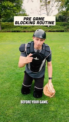 A post by @catchingmadesimple on TikTok caption: Catchers, before your next game Get this blocking progression in 💪🏽 and if you want more help with your blocking, Comment "FREE" to get my free blocking checklist and more 💯 #baseball #softball #catcherdrills #pregame