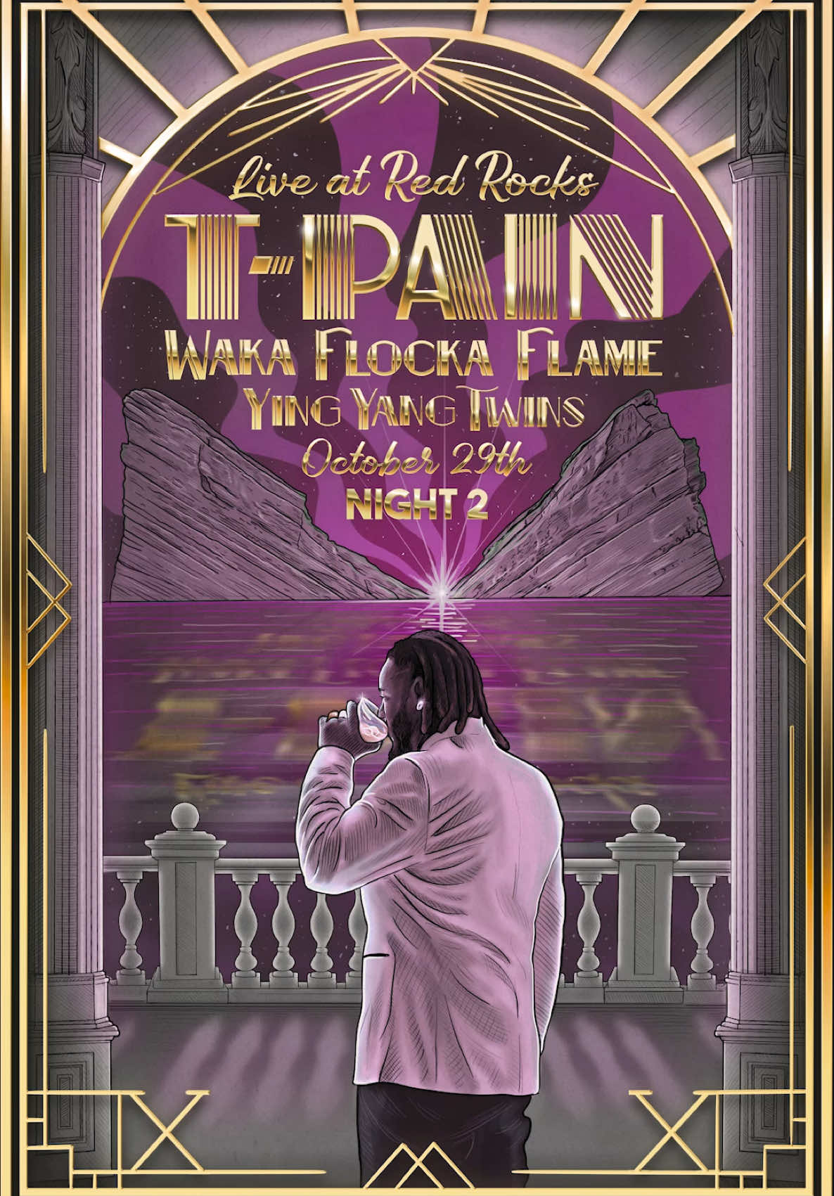A post by @tpain on TikTok caption: TP20 at Red Rocks is a show so nice, we gotta do it twice 🎉🎉 Presale tickets are now available for Night 2 at Red Rocks with @Waka Flocka and the Ying Yang Twins on October 29 🔥 You already know what we’re celebrating so use the code: 20YEARS to get your tickets before anybody else  #tp20tour 