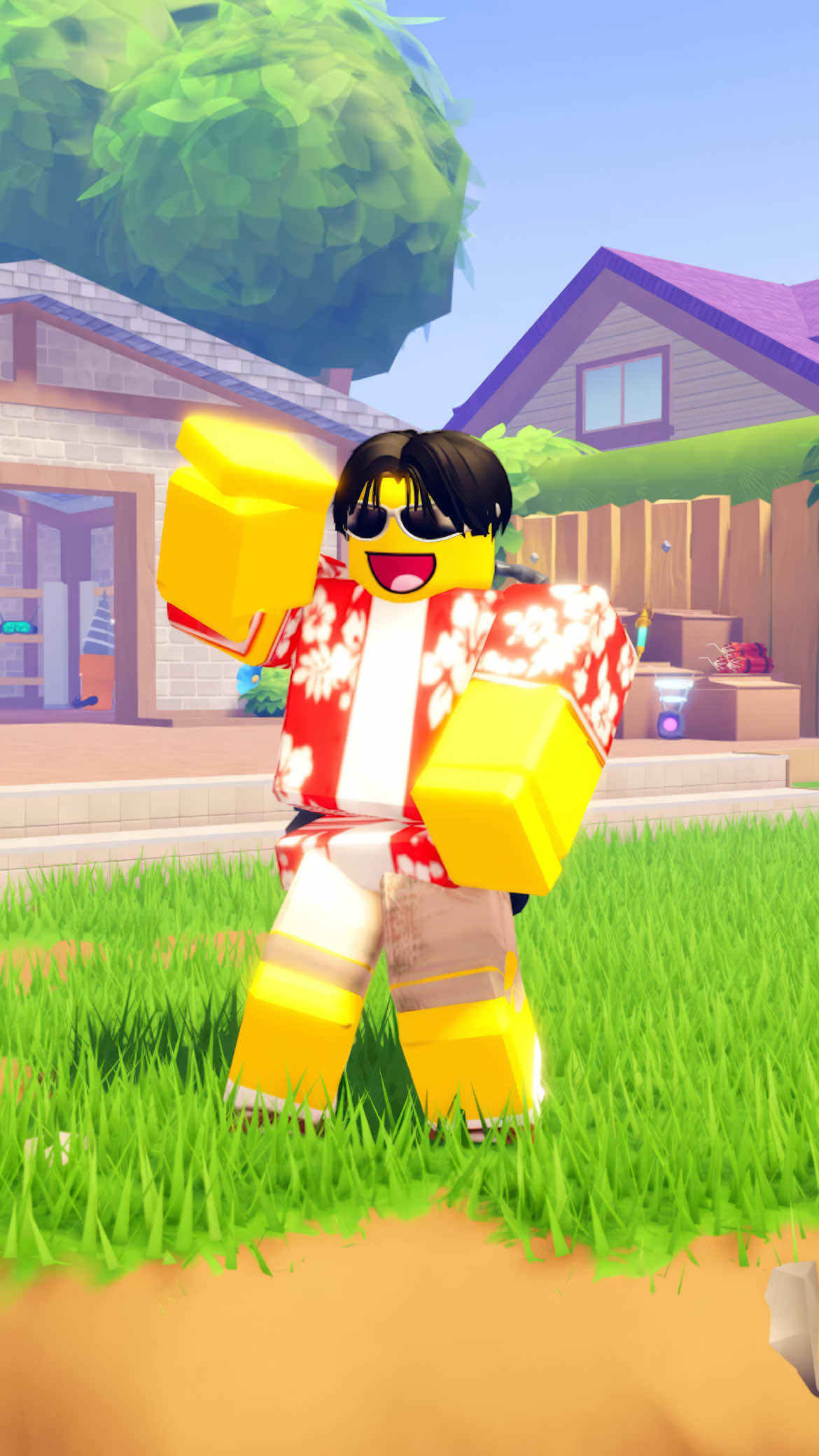 A post by @roblox on TikTok caption: When you Dig the Backyard with your friend who is allergic to shovels