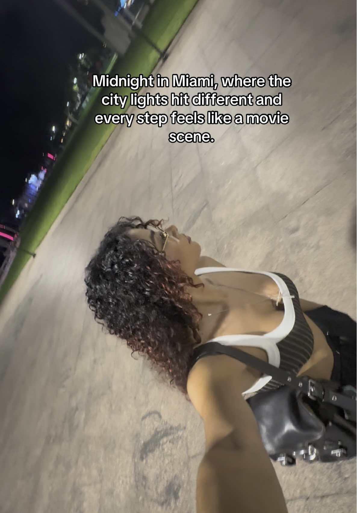A post by @niaa321 on TikTok caption: Late night walks.. #fyp #miamibeach #walking 
