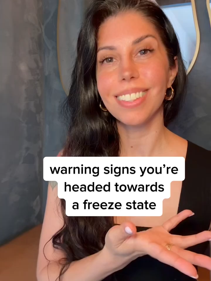 A post by @theworkoutwitch on TikTok caption: when you can't push through anymore...here's how to get out of your nervous system’s freeze response 🥹 heal your nervous system in 60 days 🔗 on profile ✨ #nervoussystem #nervoussystemregulation #nervoussystemhealing #fightflightfreeze #somatichealing #somaticexercise