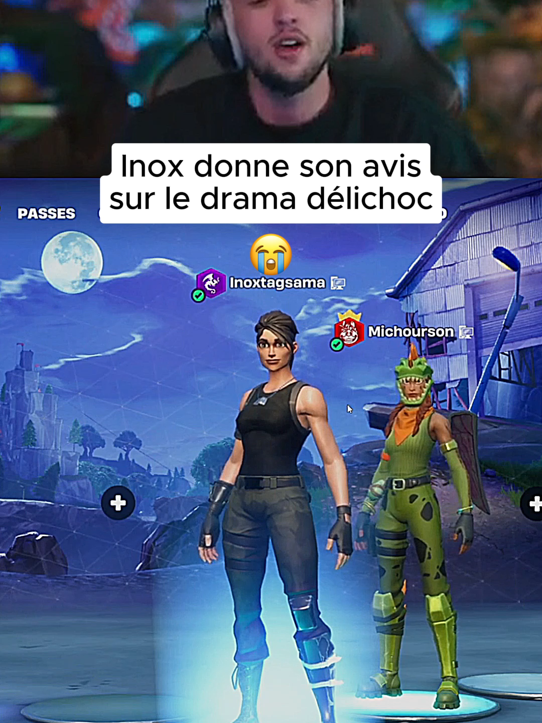 A post by @monkeydinox on TikTok caption: Inox et michou donnent leur avis sur délichoc 😭 #inox #inoxtag #GamingonTikTok #michou #anyme #oreo