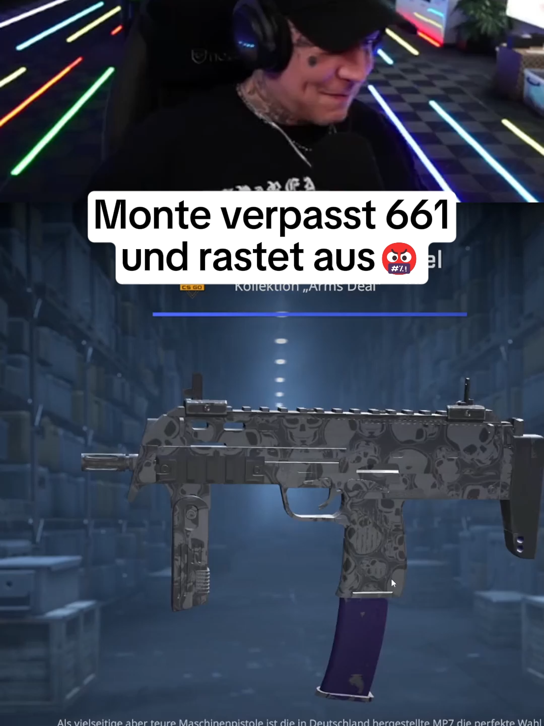 A post by @montanablackclips on TikTok caption: Monte verpasst 661 und rastet aus🤬 #monte #montanablack #montanablack88 #counter strike #Gaming #ohnepixel #cases #gold