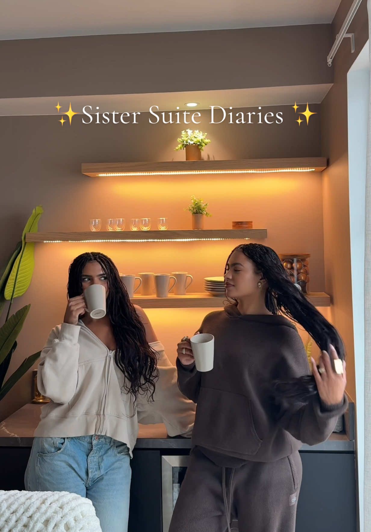 A post by @makenzieandmalia on TikTok caption: Girl math is investing in an at-home coffee bar, so you don’t have to spend $7 on a latte😭<3 #SisterSuiteDiaries stay tuned for more episode’s! 