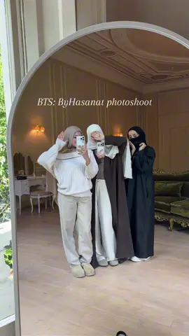 A post by @byhasanat on TikTok caption: BTS of the dreamiest shoot, with the best team of girls Alhamdulilah 🥺✨ should we vlog our summer campaign too 👀 #founder #photoshoot #brandowner #muslimbrand #hijab 