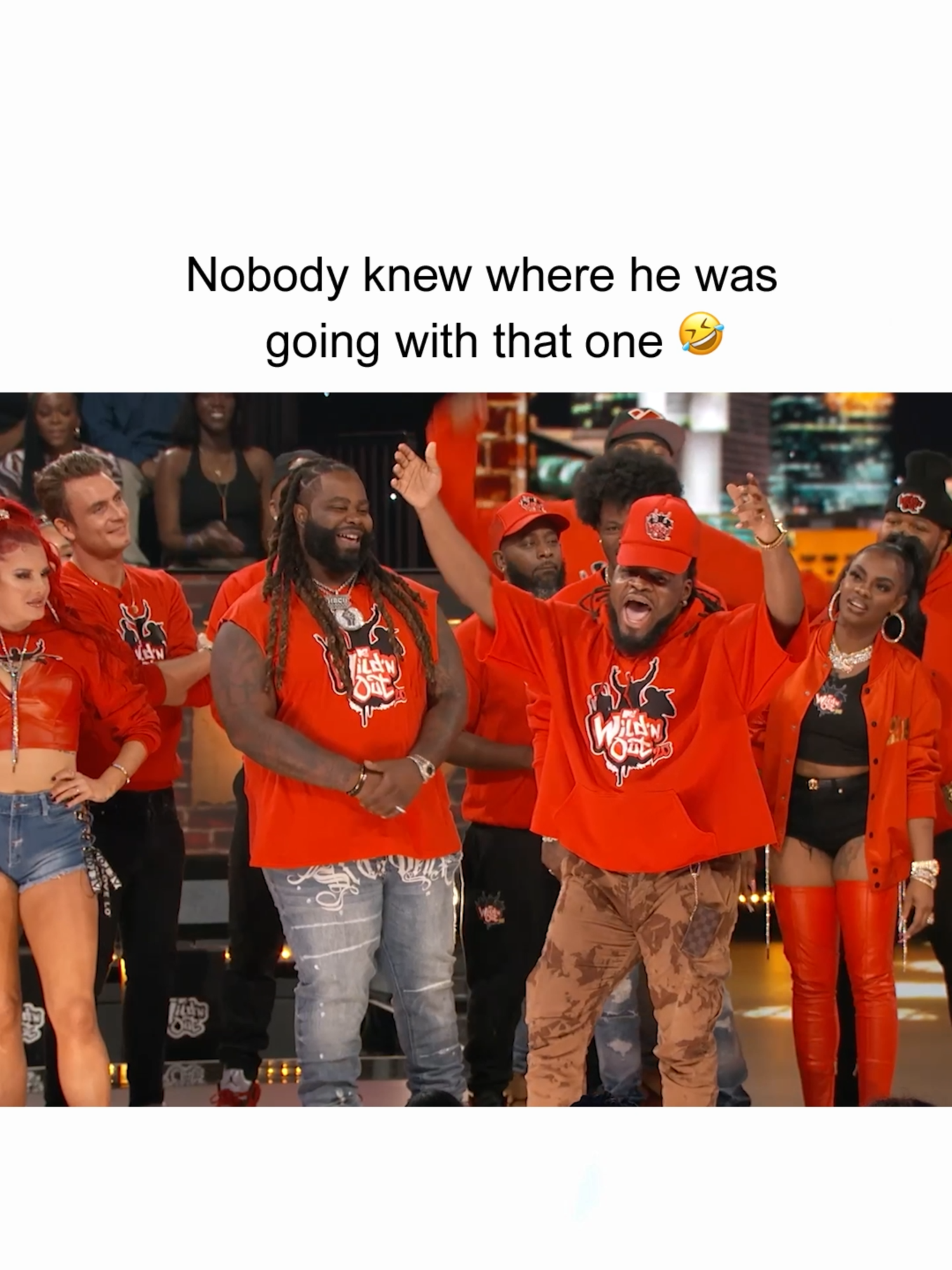 A post by @wildnout on TikTok caption: He's still ALIVE 🤣 #WildNOut #eman #emanuelhudson #djdwreck #turnupforwhat #jokes #funny #roast #roasted #lol