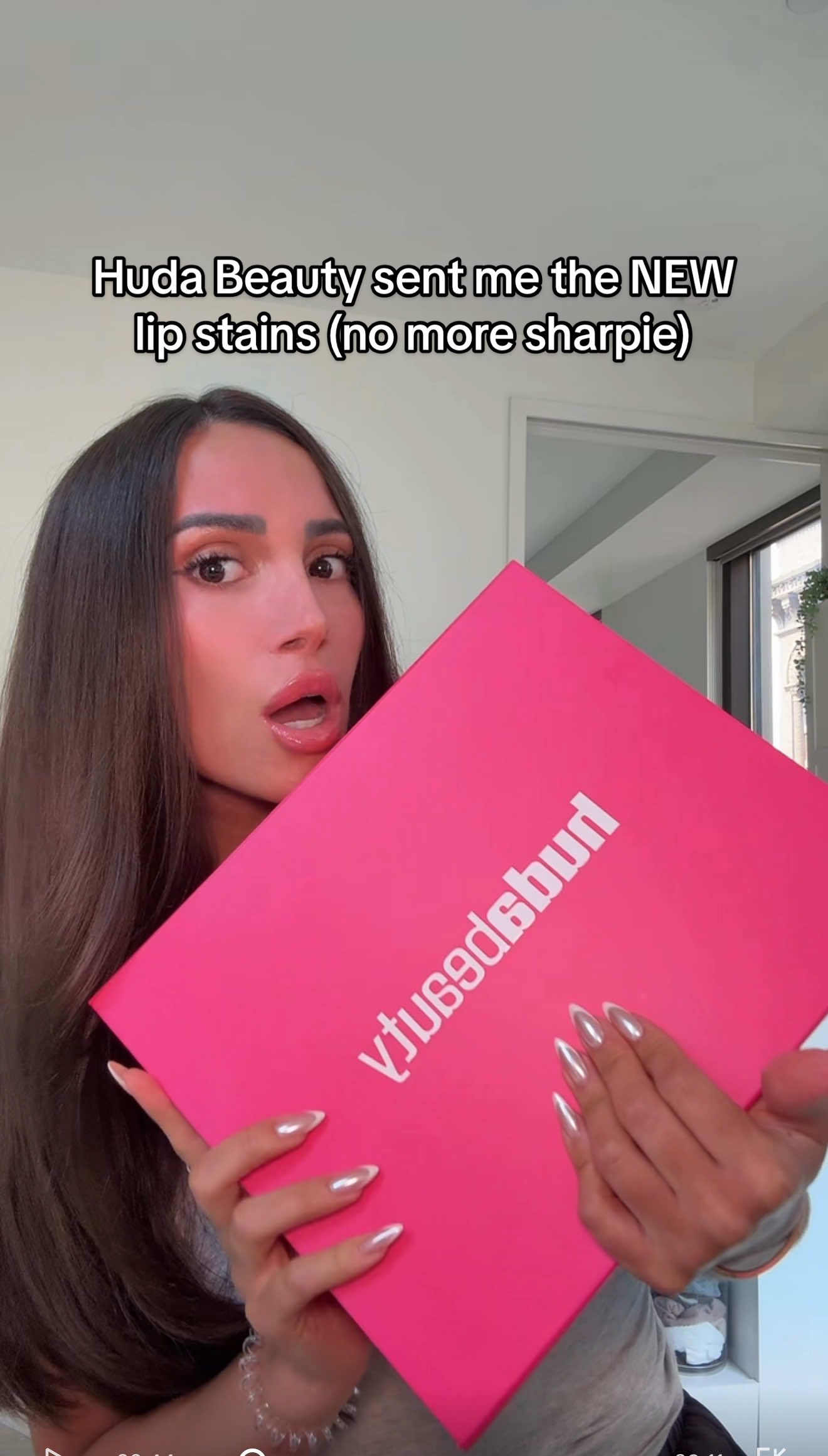 A post by @lebaneseangel22 on TikTok caption: Replying to @hkm1 @Huda Beauty sent me the new lip stains so I don’t have to use Sharpies anymore!!! 