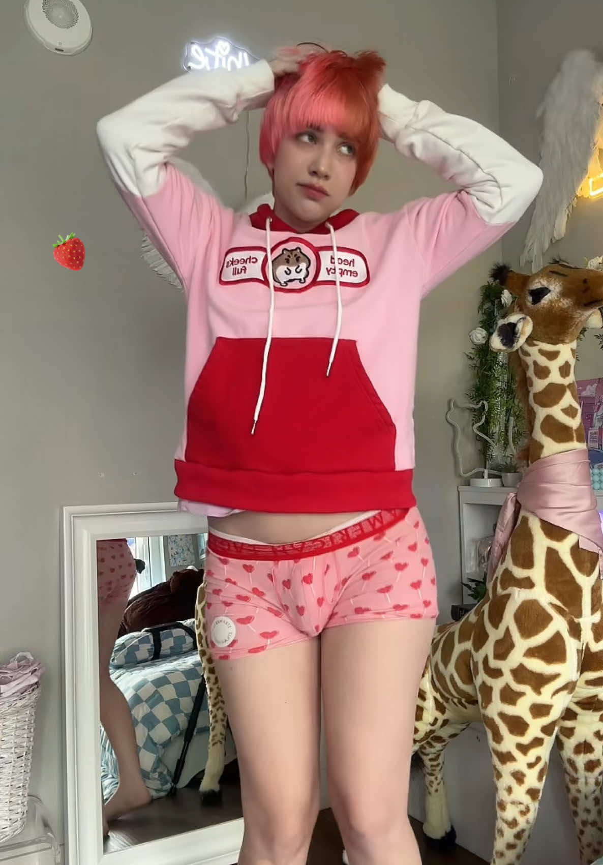 A post by @user12342069911 on TikTok caption: Berries and Cream 🍓 #femboy 