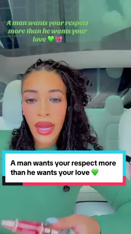 A post by @anissanicolehill on TikTok caption: A man wants your respect more than he wants your love 💚🎀  #relatable #relationship #fit #beauty #foryoupage❤️❤️ #fyp #fypシ #fypage #viral #selflove #singlelife #CapCut #fypシ゚viral 