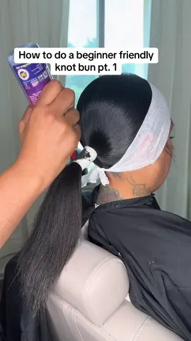 A post by @donesharenae on TikTok caption: Replying to @Baeusoarrogant how to do a knot bun pt. 1 #ClevelandHairstylist #SleepPonytail #sleekpony #knotbun