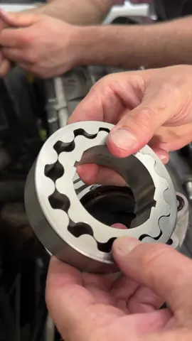 A post by @davesautocenter on TikTok caption: Oil Leak Fix on Front Cover Mounted Oil Pump #autoshop #truckrepair #enginebuilder #carrepair #autorepair 