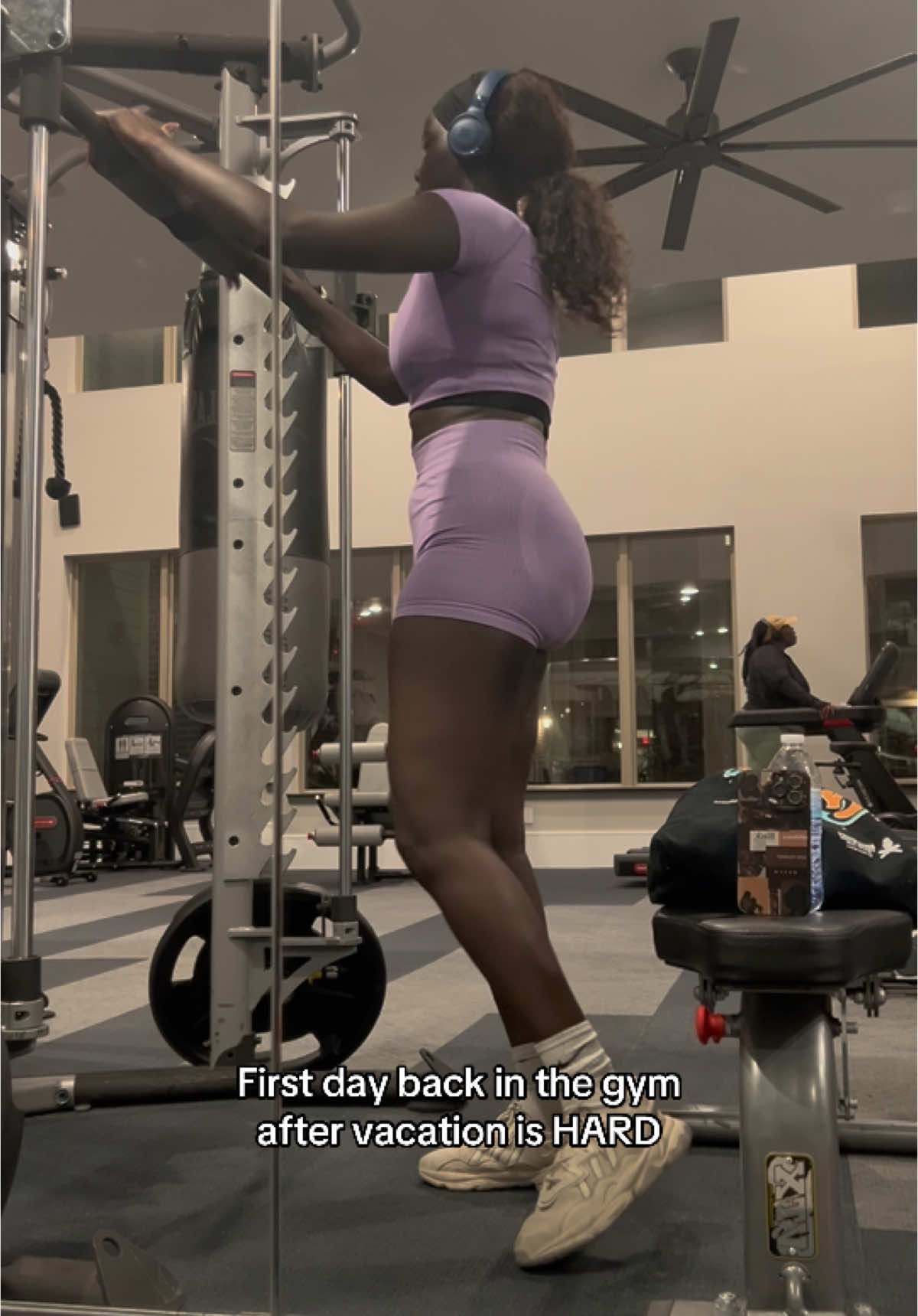 A post by @missslado on TikTok caption: I am TIRED but I made it! Late session.  #GymTok #fitness