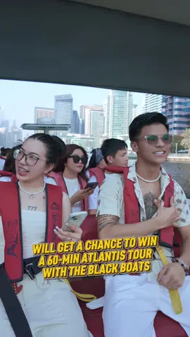 A post by @marcdanielbernardo on TikTok caption: Catching the breeze and making memories on this awesome speedboat adventure! 🌅🚤 @theblackboats GIVEAWAY ALERT!!! JOIN NOW!!!😍 #MarcDanielBernardo #Lynni #LYNNIxDANIEL #TheBlackBoatsDubai 