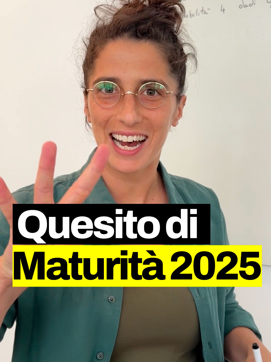 A post by @geopop on TikTok caption: Se abbiamo quattro dadi da quattro facce, qual è la probabilità di ottenere il colpo di Venere? E quella di ottenere quattro dadi uguali?  La nostra Meribi ha risolto uno dei quesiti di matematica di #maturità2025   Inviatelo a un vostro amico che fa il liceo scientifico 😏 #geopop #figononlosapevo #imparacongeopop #matematica #maturità2025