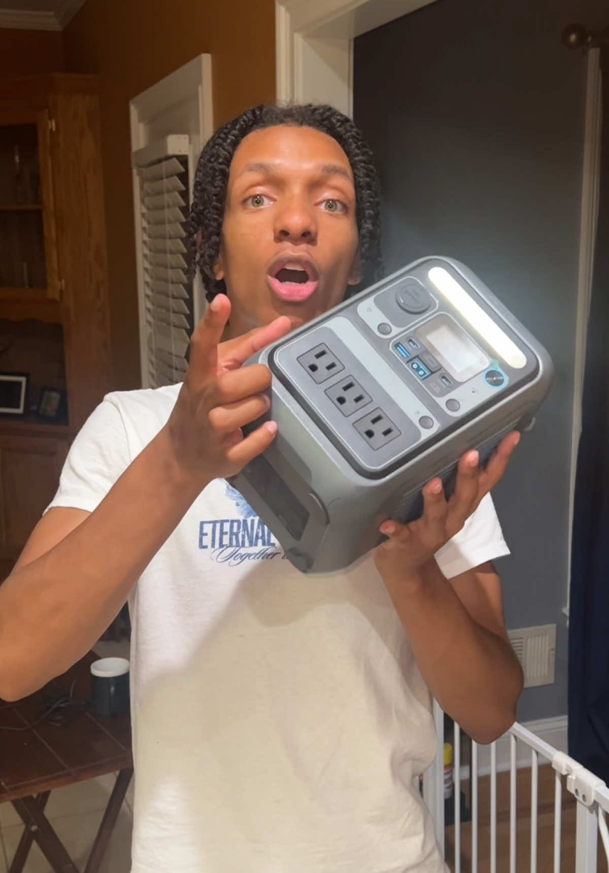 A post by @montezwilson on TikTok caption: There are certain items every household should have🤷🏽‍♂️This powerbank is definitely one of them😁🔥 #AnkerSOLIX #AnkerSOLIXC300 #PortablePowerStation #backup #camp
