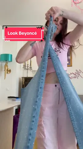 A post by @poopiblh on TikTok caption: Je reproduis le look cow-girl Iconic de Beyoncé pour son concert ! 👻 pblh21 #look #diy #jeans #chaps #beyoncé #concerts #tenue #iconic #cowgirl #texas #custom 