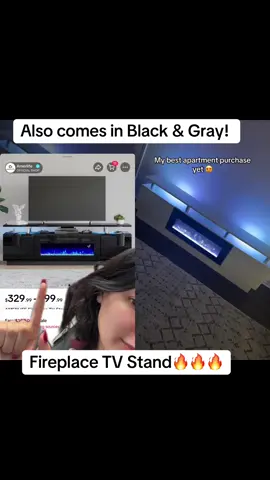 A post by @kendracoleeex on TikTok caption: #duet with @Kendra Cole 🥰 #fyp #greenscreen #tvstand #fireplacedecor #homedecor #livingroom #apartmentdecor #aesthetic 