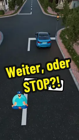 A post by @verkehrsguru_official on TikTok caption: Fährst du weiter oder hältst du an? #theorieprüfung #lernen #fahren #tipps #prüfung 