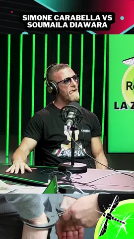 A post by @lazanzaraofficial on TikTok caption: A La Zanzara, Carabella vs Soumaila #cruciani #radio24 #lazanzara