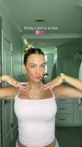 A post by @brookeerobertss on TikTok caption: My favorite part about being a girl is getting ready🤭 @Saie @Benefit Cosmetics @loréal paris usa @SALT & STONE @Nuxe @TheSmoothCompany @BIRKENSTOCK USA 