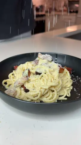 A post by @rappingchef on TikTok caption: RACK DA DISHES😂 #carbonara 🍝