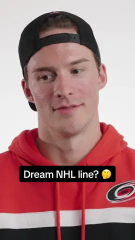 A post by @canes on TikTok caption: Who would you choose to play on a line with? 🏒 #canes #nhl #hockey #dream 