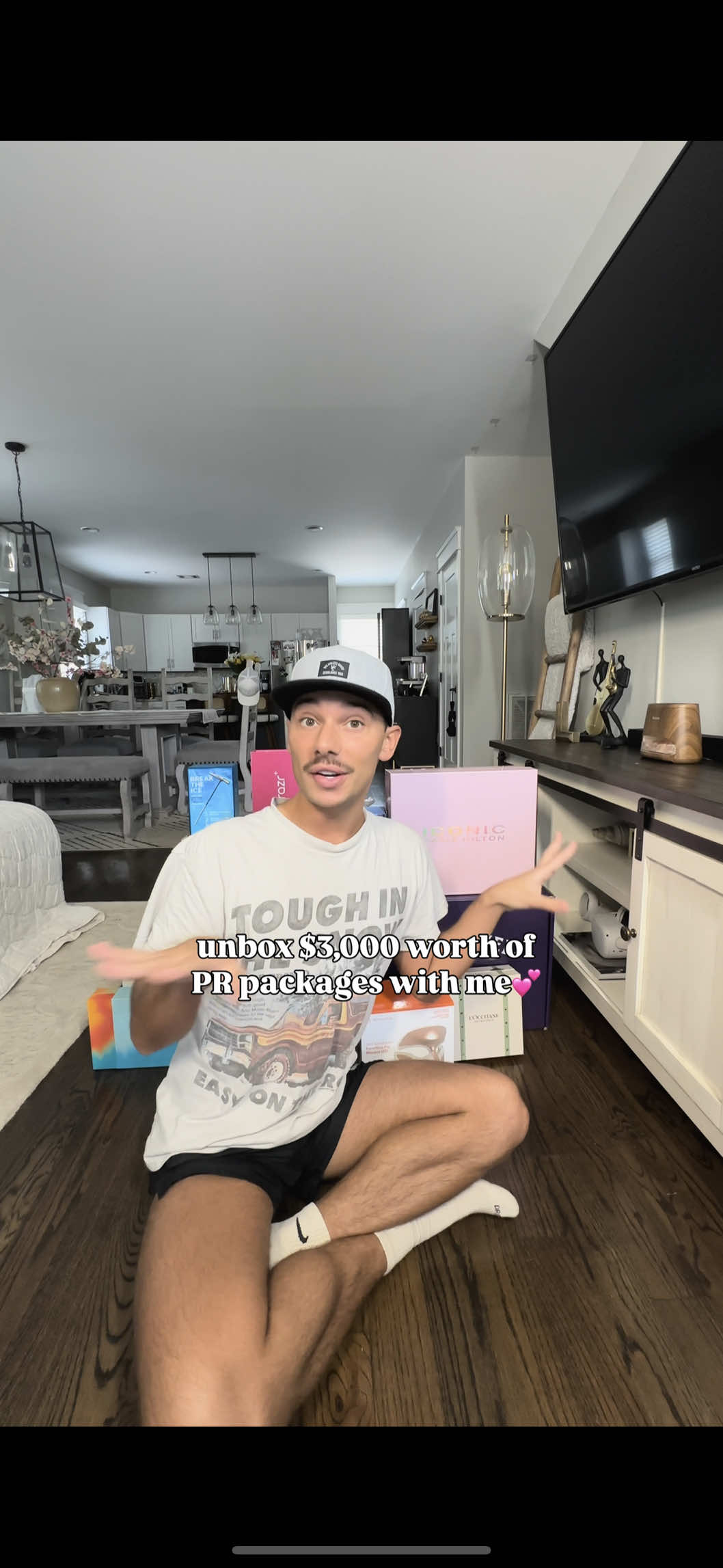 A post by @landonromanoo on TikTok caption: obsessed w everything 🥰🫶🏼 what’s y’all’s fav from today’s unboxing? @Motorola US @ParisHilton @Paris Hilton Fragrances @Murad Skincare @Dr. Dennis Gross Skincare @LOCCITANE @Peter Thomas Roth Labs @L’Oréal Paris @Dr Pepper @LONELY GHOST @Matrix @aweinspired_ 