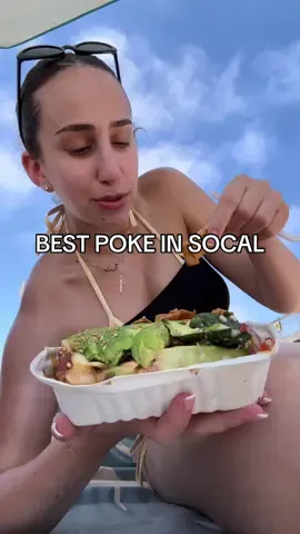 A post by @fitwsis on TikTok caption: 📍Jus’ Poke in Redondo Beach! Our fav poke spot in SoCal☀️ #poke #juspoke #laeats #lafoodie #socalfoodie 