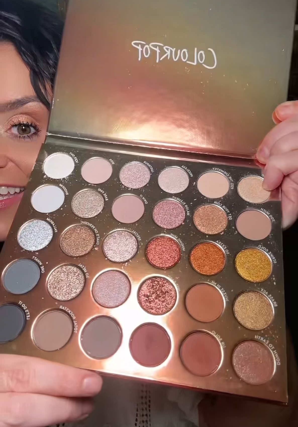 A post by @tiffsghosttalk on TikTok caption: I Iove a good shimmer shadow and @ColourPop Cosmetics has some great ones for sure! #eyeshadow #eyeshadowpalette #colourpop #makeup #eyemakeup #shimmershadow 