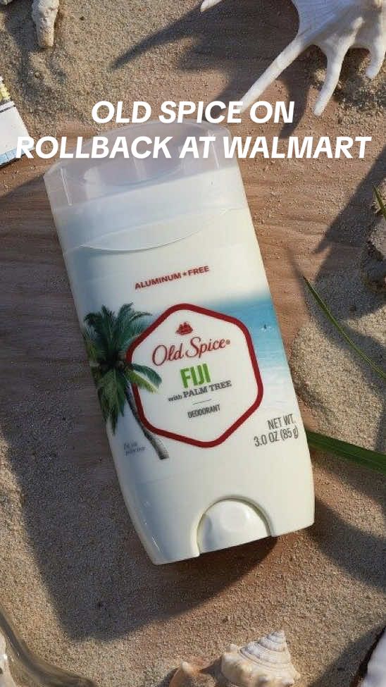 A post by @couponingwithtina on TikTok caption: #Ad #Partner NOW ON ROLLBACK 🥥🌴☀️Snag the @Old Spice Fiji 3-Pack Antiperspirant for $2 off @Walmart — Limited time rollback, so grab it while it lasts! 🏃🏽‍♀️🔥