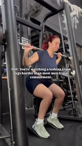 A post by @lexicgoldberg on TikTok caption: Leg day hits different when it’s fueled by iced coffees and sapphic superiority #lgbt #pride #gay #fitness 