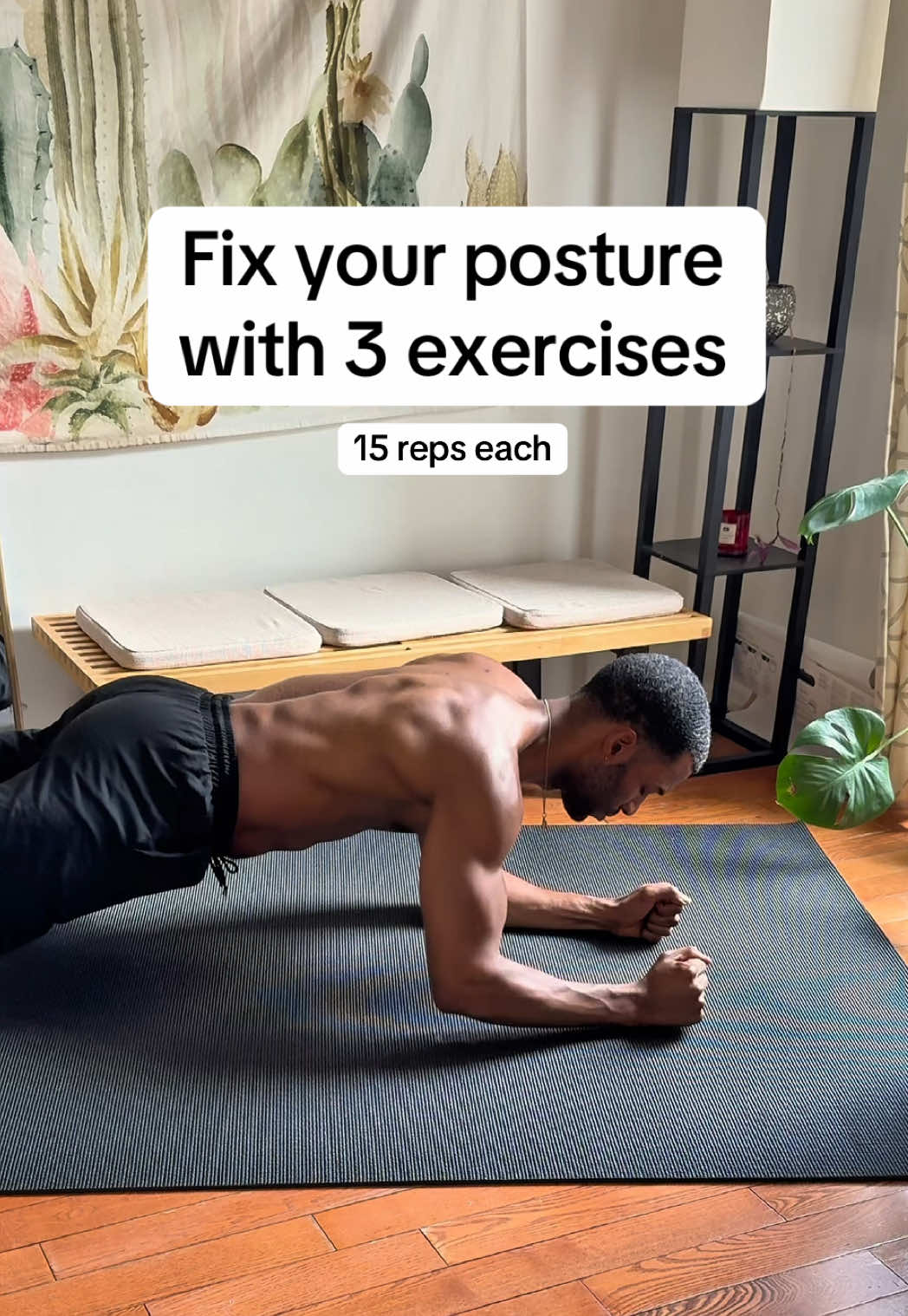 A post by @onedariuswilliams on TikTok caption: 3 exercises fix your posture. Do these exercises increase mobility in your shoulders and upper back. #posturecorrection #postureexercises #shouldermobility #mobility #fyp 