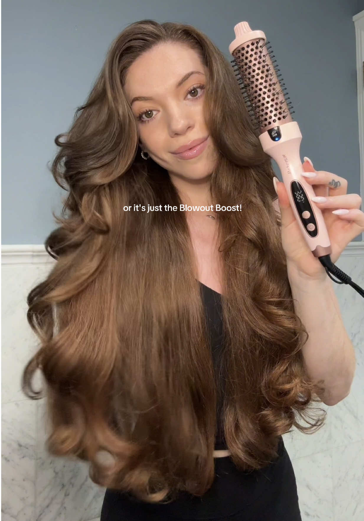 A post by @danielleathena on TikTok caption: Check out the Blowout Boost your hair will thank you🫶 folllow for hair tutorials ! #hair #hairtutorial #hairtok #blowout #blowoututorial #hairstyle #hairstyletutorial #easyhairstyle #curlyhair #longhair #wavytalk @wavytalkofficial 
