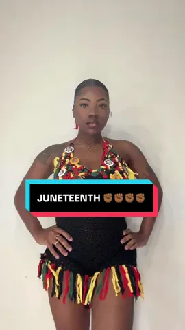 A post by @miathecrocheter on TikTok caption: HAPPY JUNETEENTH MY LOVELYS 🖤🖤❤️💛💛💚🫶🏾🫶🏾🫶🏾  #crochet #fypシ #Tatcha #juneteenth 