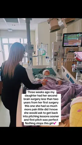 A post by @allyjohnson183 on TikTok caption: Toughest kid I know forever be bh her side through it all  #softball #chiarimalformation 
