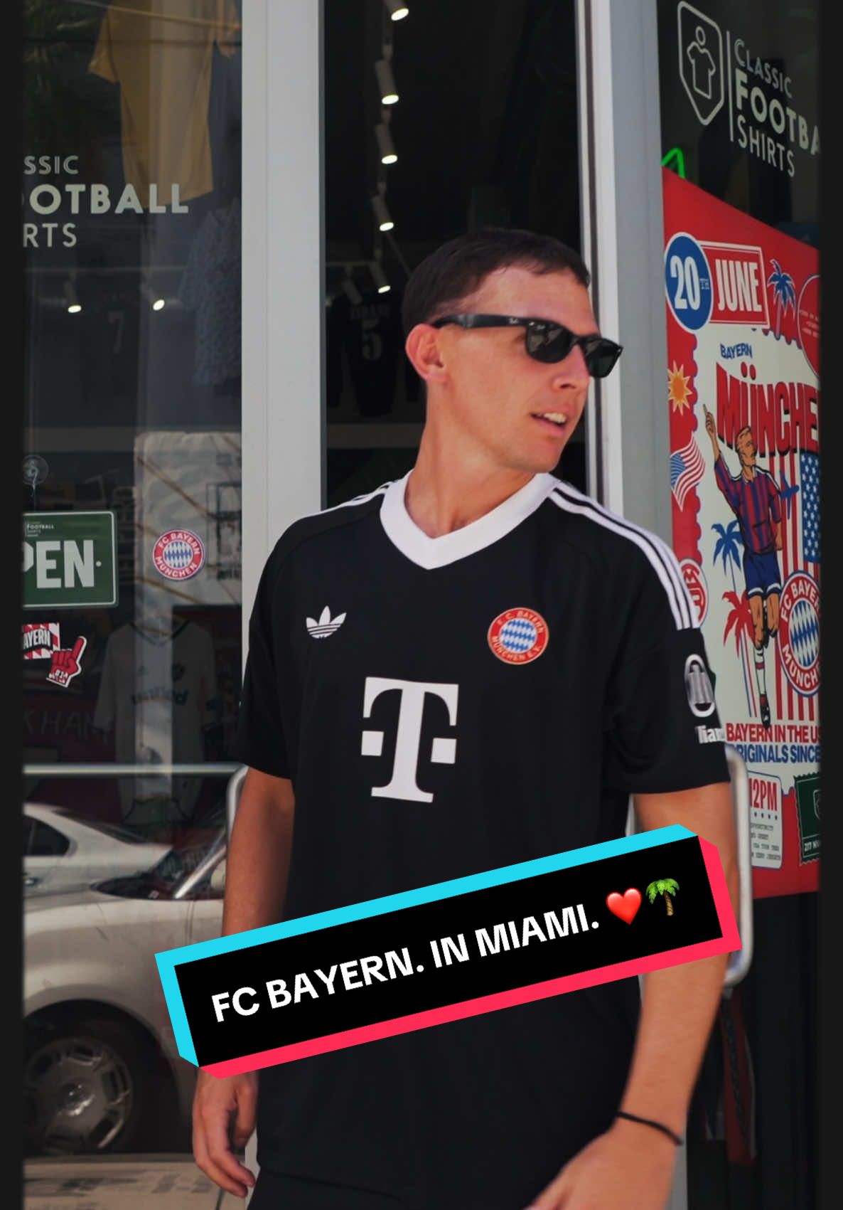 A post by @fcbayern on TikTok caption: 𝗙𝗖 𝗕𝗮𝘆𝗲𝗿𝗻. In Miami. ❤️ It's a whole vibe 😎🌴  #FIFACWC #TakeItToTheWorld #FCBayern #Vibe #Miami 