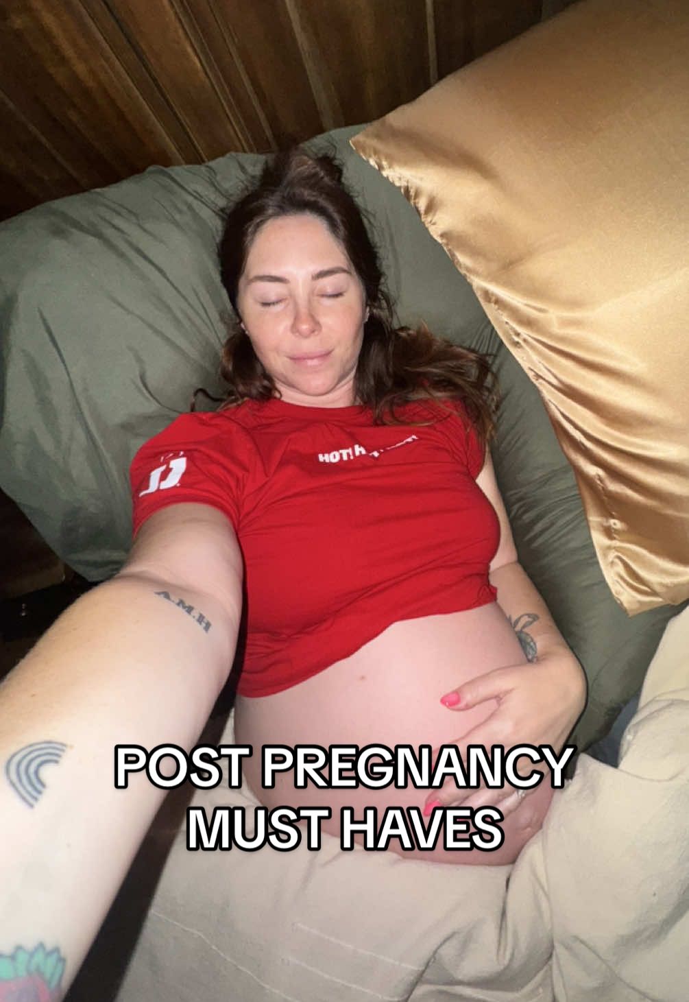 A post by @katiesantry on TikTok caption: What’s the first thing you’re doing after you have that baby?!  #momtok #momlife #boymom #millenialmom #momsover30 #28weekspregnant #thirdtrimester #taylorswift #trendingsound #fyp