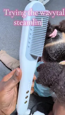 A post by @terrybree241 on TikTok caption: Give your princess a painless blowout with the wavytalk steamlinepro #wavytalksteamlinepro #wavytalksteamstraighteningbrush #steamlinepro @wavytalkofficial 
