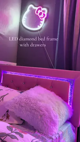 A post by @terrybree241 on TikTok caption: Pink diamond bed frame #diamondbed #ledbed #ledbedframe #pinkbedframe @HOMBCK 
