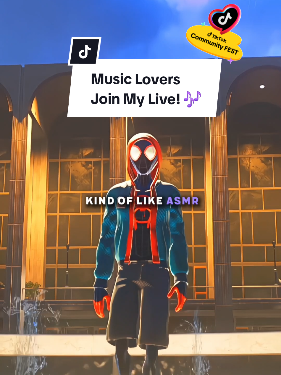 A post by @dolofx on TikTok caption: if you love music or spiderman, join my live! 🙂‍↔️ #tiktoklive #music #vibes #spiderman #joinmylive #communityfest2025 #foryou #fyp 